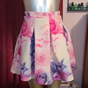 Event floral flower shabby chic pleated skirt pink a line cottagecore purple